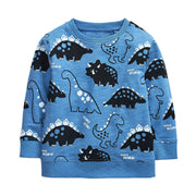 SkipStars Full Sleeve Dino Pattern Boys Sweatshirt, Blue