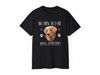 a black t - shirt with a dog&#39;s face on it