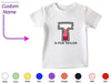 a white t - shirt with the letter t is for taylor