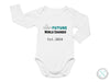 Custom Date Baby Bodysuit Gift for Boys with "Future World Changer"