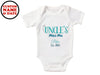 a white bodysuit with the words uncle&#39;s mini me printed on it