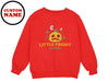 a red sweatshirt with a pumpkin on it