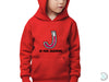 a young boy wearing a red hoodie with the j is for jasmine