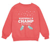 a pink sweatshirt with snowball champ written on it