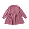 SkipStars Full Sleeve Button Front Girls Dress, Pink