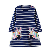 SkipStars Zebra Stripped 2 in 1 Dress ,Blue