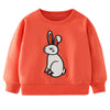 SkipStars Full Sleeve Bunny Print Girls Sweatshirt, Orange