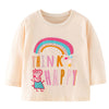 SkipStars Full Sleeve Rainbow Print Girls T-Shirt, Pink