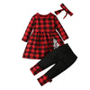 SkipStars Full Sleeve Red Striped Dress & Black Trouser Girls 2 Piece Outfit Set, Red