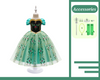 Costume de robe inspiré de la princesse verte Anna pour les filles