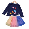 SkipStars Girls 2 Piece Colorful Butterfly Top and Rainbow Skirt Set