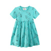 SHORT SLEEVE GREEN UNICORN PRINTED DRESS - SkipStars