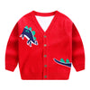 Cardigan bleu marine pour enfants avec personnage de dinosaure