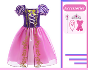 Robe à manches courtes inspirée de la princesse Rapunzel pour filles