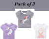 Collection de hauts et t-shirts d'été pour bébé fille T-shirt licorne T-shirt girafe cœur | Lot de 3 vêtements pour bébé fille pour tout-petit