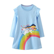 Robe pour fille à motif arc-en-ciel à manches longues