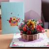 Personalized Flowers Basket 3D Handmade Pop-Up Greeting Card - Perfect for Birthday, Thinking of You, Congratulations Weddings and Thank You