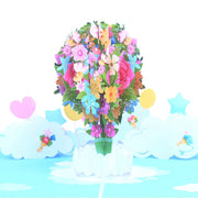 Handmade 3D Pop-up Birthday Flower Love Hot Air Balloon Greeting Card - Perfect for Birthdays, Congrats, Weddings, & Saying Thank You!