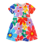 Robe d'été à manches courtes à fleurs pour filles