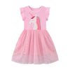 Licorne avec manches à volants Tutu Girls Robe d'été rose