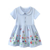 Robe tutu d'été pour filles à manches courtes brodées de fleurs