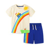 Short Sleeved Rainbow Pattern Boys 2 Piece T-Shirt and Short Set