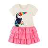 Robe tutu d'été brodée à manches courtes pour filles Tucan