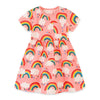 Robe tutu d'été rose à manches courtes pour filles à motif arc-en-ciel