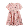 Robe d'été rose à manches courtes pour filles