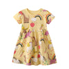 Robe à manches courtes à motif arc-en-ciel et licorne pour fille