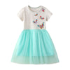 Robe tutu d'été à manches courtes pour filles à motif papillon