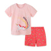 Ensemble 2 pièces t-shirt licorne à manches courtes et short arc-en-ciel pour toute-petite fille