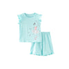 Ensemble 2 pièces t-shirt et short ballerine bleu sans manches pour toute-petite fille